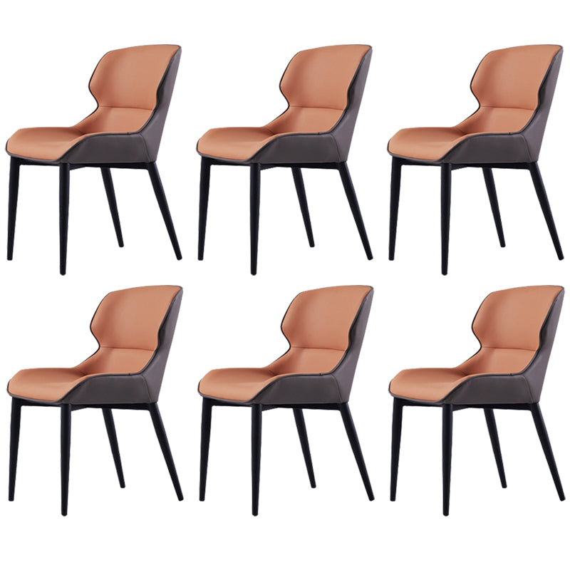 Modern Armless Dining Chairs Faux Leather Wingback Dining Side Chair Orange 6 Piece Set Clearhalo 'Dining Chairs' 'Dining Tables & Seating' 'dining_chair' 'furn' 'furn_dining_chair' 'Furniture' 'Kitchen & Dining Furniture' 5530027