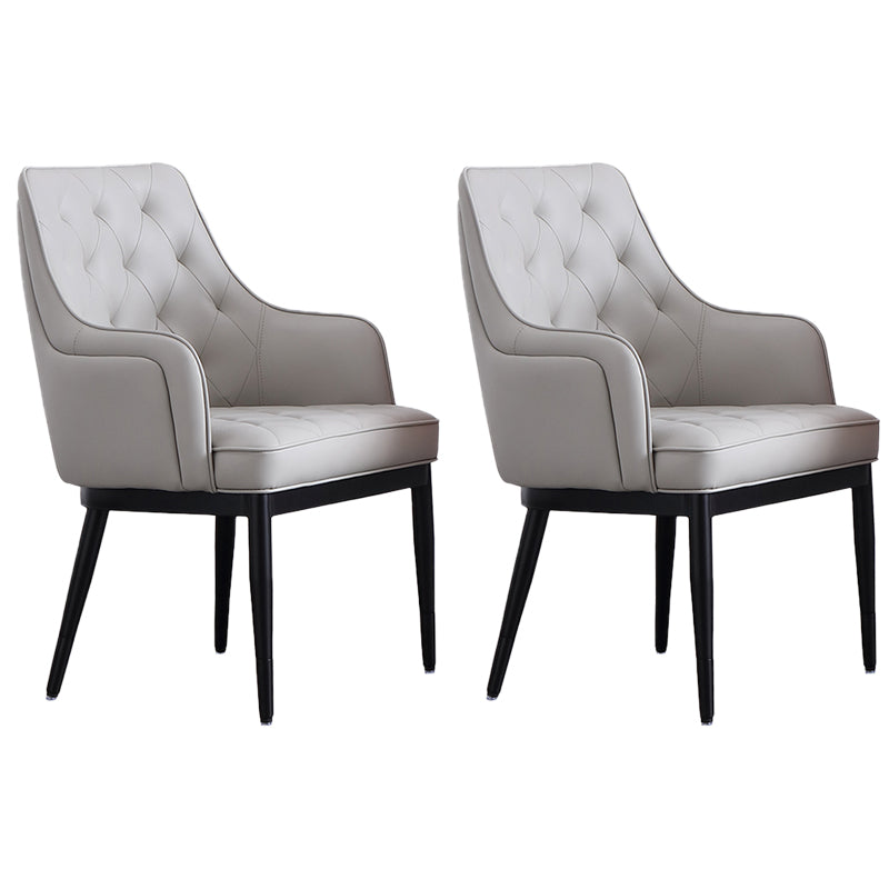 Contemporary Dining Chair Arm Dining Chair with Metal Legs for Kitchen Grey 2 Piece Set Clearhalo 'Dining Chairs' 'Dining Tables & Seating' 'dining_chair' 'furn' 'furn_dining_chair' 'Furniture' 'Kitchen & Dining Furniture' 5530036