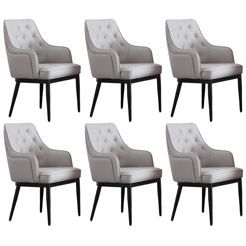 Contemporary Dining Chair Arm Dining Chair with Metal Legs for Kitchen Grey 6 Piece Set Clearhalo 'Dining Chairs' 'Dining Tables & Seating' 'dining_chair' 'furn' 'furn_dining_chair' 'Furniture' 'Kitchen & Dining Furniture' 5530040