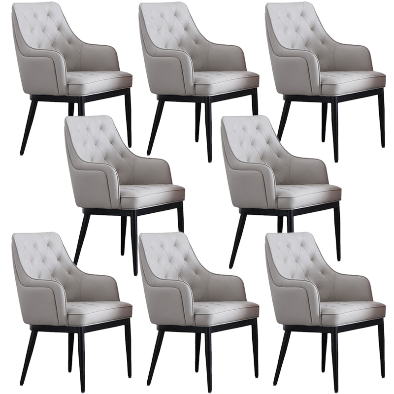 Contemporary Dining Chair Arm Dining Chair with Metal Legs for Kitchen Grey 8 Piece Set Clearhalo 'Dining Chairs' 'Dining Tables & Seating' 'dining_chair' 'furn' 'furn_dining_chair' 'Furniture' 'Kitchen & Dining Furniture' 5530043