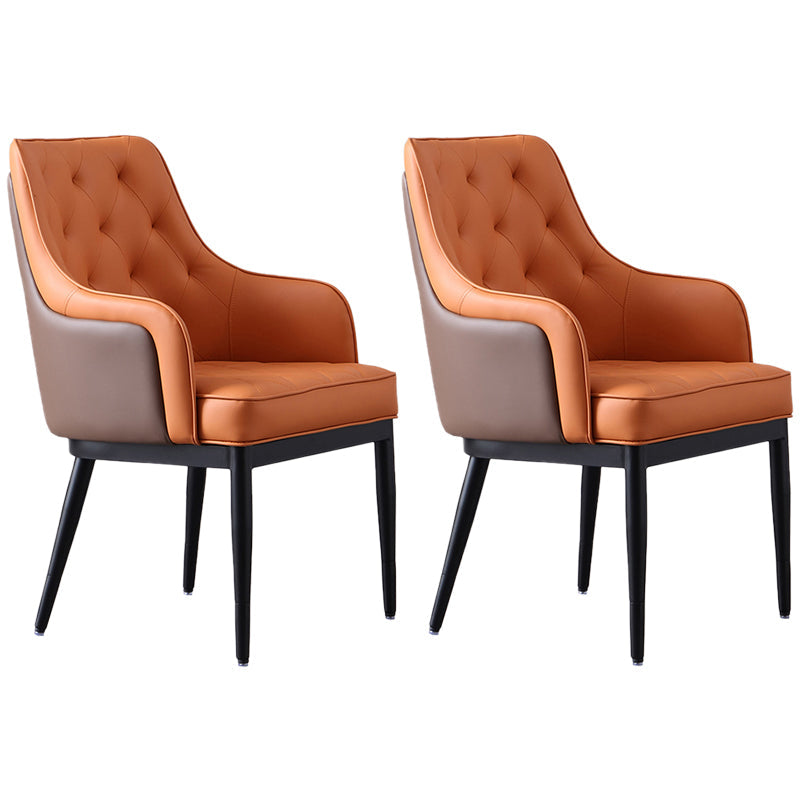 Contemporary Dining Chair Arm Dining Chair with Metal Legs for Kitchen Orange 2 Piece Set Clearhalo 'Dining Chairs' 'Dining Tables & Seating' 'dining_chair' 'furn' 'furn_dining_chair' 'Furniture' 'Kitchen & Dining Furniture' 5530047