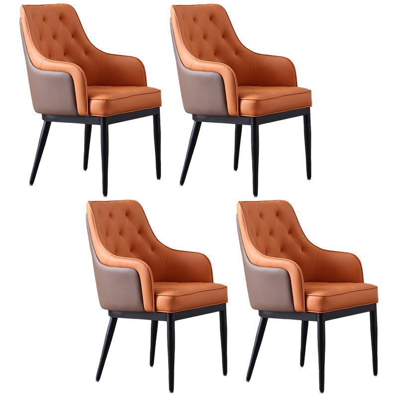 Contemporary Dining Chair Arm Dining Chair with Metal Legs for Kitchen Orange 4 Piece Set Clearhalo 'Dining Chairs' 'Dining Tables & Seating' 'dining_chair' 'furn' 'furn_dining_chair' 'Furniture' 'Kitchen & Dining Furniture' 5530048