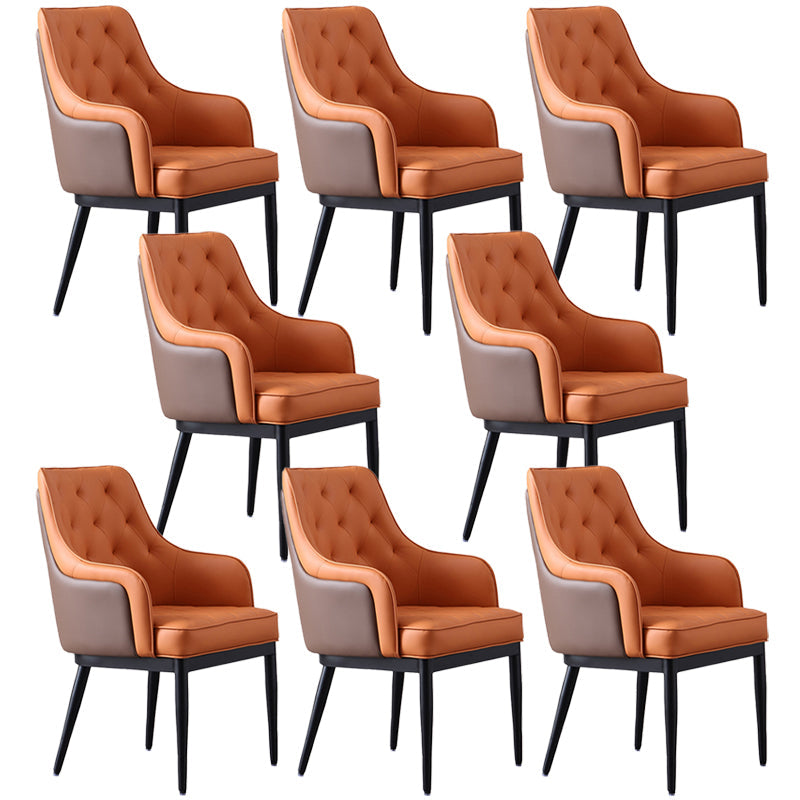 Contemporary Dining Chair Arm Dining Chair with Metal Legs for Kitchen Orange 8 Piece Set Clearhalo 'Dining Chairs' 'Dining Tables & Seating' 'dining_chair' 'furn' 'furn_dining_chair' 'Furniture' 'Kitchen & Dining Furniture' 5530053