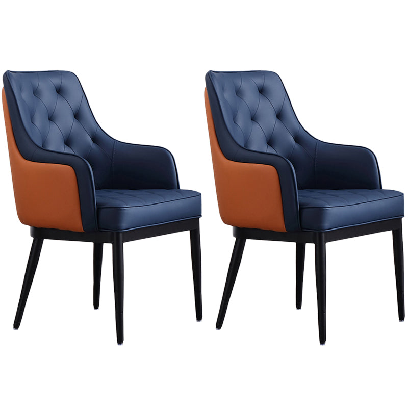 Contemporary Dining Chair Arm Dining Chair with Metal Legs for Kitchen Blue 2 Piece Set Clearhalo 'Dining Chairs' 'Dining Tables & Seating' 'dining_chair' 'furn' 'furn_dining_chair' 'Furniture' 'Kitchen & Dining Furniture' 5530056