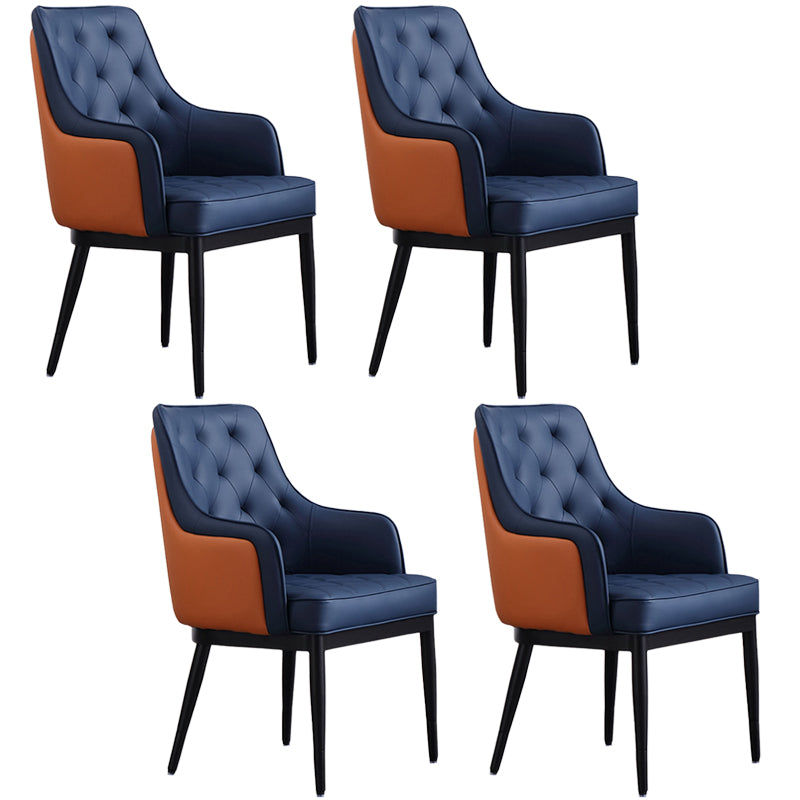 Contemporary Dining Chair Arm Dining Chair with Metal Legs for Kitchen Blue 4 Piece Set Clearhalo 'Dining Chairs' 'Dining Tables & Seating' 'dining_chair' 'furn' 'furn_dining_chair' 'Furniture' 'Kitchen & Dining Furniture' 5530057