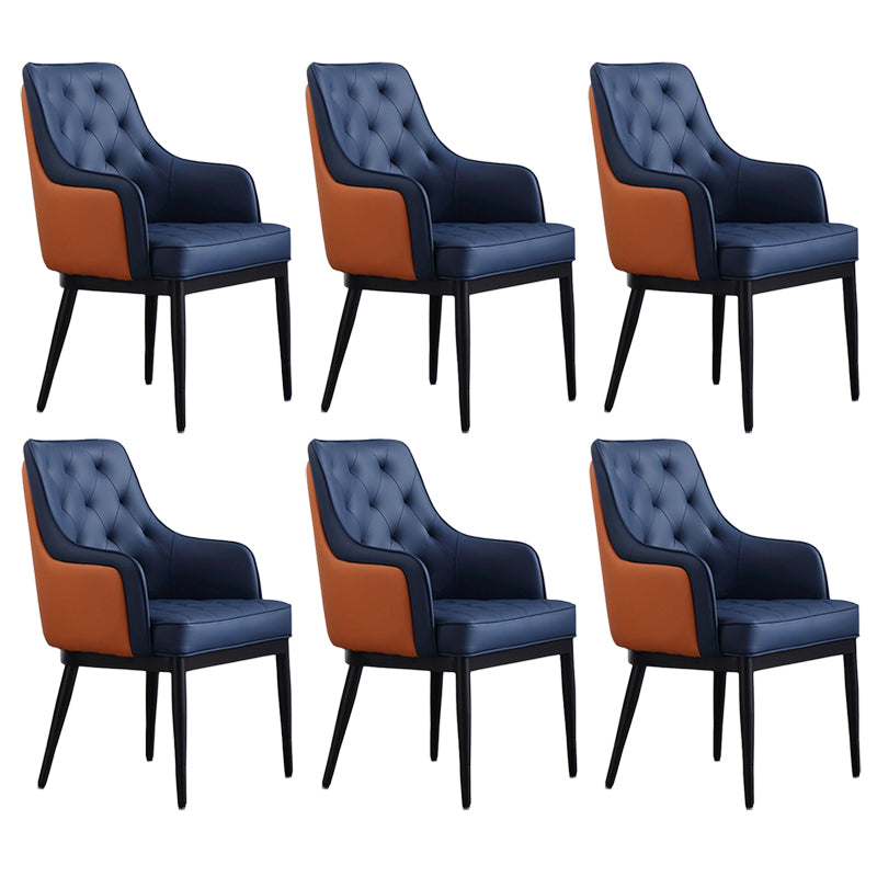 Contemporary Dining Chair Arm Dining Chair with Metal Legs for Kitchen Blue 6 Piece Set Clearhalo 'Dining Chairs' 'Dining Tables & Seating' 'dining_chair' 'furn' 'furn_dining_chair' 'Furniture' 'Kitchen & Dining Furniture' 5530058
