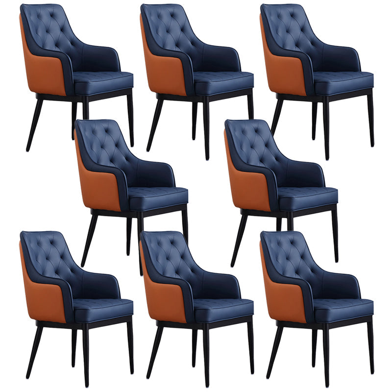 Contemporary Dining Chair Arm Dining Chair with Metal Legs for Kitchen Blue 8 Piece Set Clearhalo 'Dining Chairs' 'Dining Tables & Seating' 'dining_chair' 'furn' 'furn_dining_chair' 'Furniture' 'Kitchen & Dining Furniture' 5530059