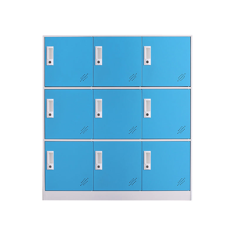 Contemporary Wardrobe Metal Wardrobe Closet for Home,35.43" D x 15.75" W x 39.37" H Blue 9 Clearhalo 'Armoires & Wardrobes' 'armoires_wardrobes' 'Bedroom Furniture' 'furn' 'furn_armoires_wardrobes' 'Furniture' 5530220