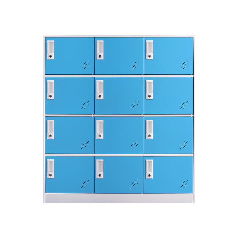 Contemporary Wardrobe Metal Wardrobe Closet for Home,35.43" D x 15.75" W x 39.37" H Blue 12 Clearhalo 'Armoires & Wardrobes' 'armoires_wardrobes' 'Bedroom Furniture' 'furn' 'furn_armoires_wardrobes' 'Furniture' 5530222