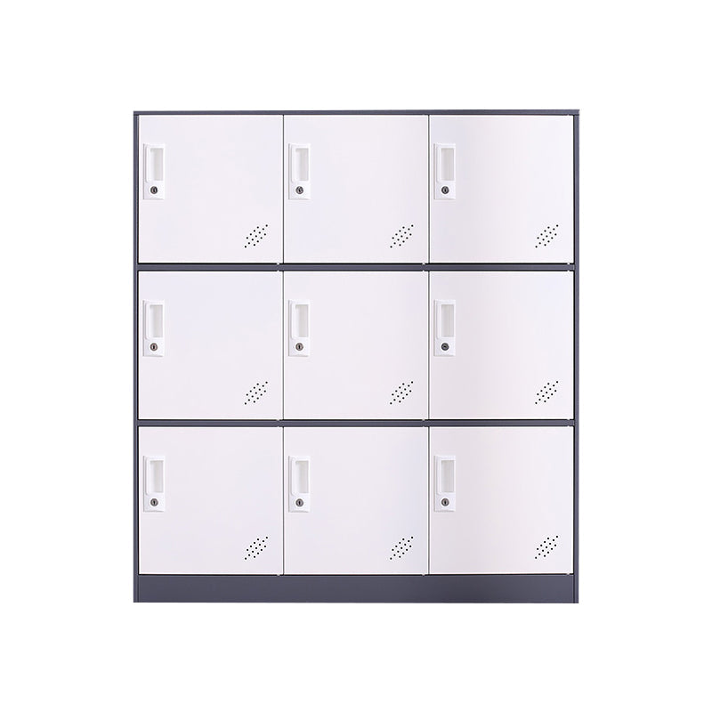 Contemporary Wardrobe Metal Wardrobe Closet for Home,35.43" D x 15.75" W x 39.37" H White-Gray 9 Clearhalo 'Armoires & Wardrobes' 'armoires_wardrobes' 'Bedroom Furniture' 'furn' 'furn_armoires_wardrobes' 'Furniture' 5530226