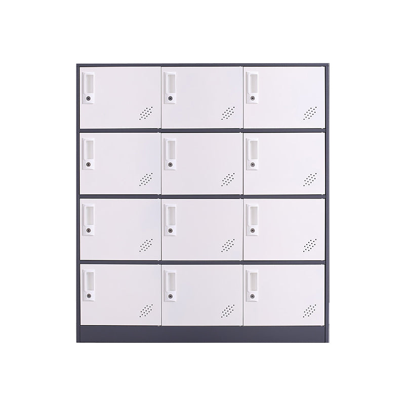 Contemporary Wardrobe Metal Wardrobe Closet for Home,35.43" D x 15.75" W x 39.37" H White-Gray 12 Clearhalo 'Armoires & Wardrobes' 'armoires_wardrobes' 'Bedroom Furniture' 'furn' 'furn_armoires_wardrobes' 'Furniture' 5530227