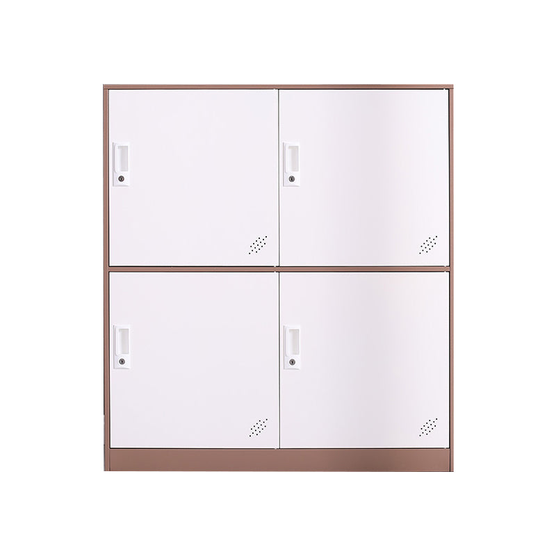 Contemporary Wardrobe Metal Wardrobe Closet for Home,35.43" D x 15.75" W x 39.37" H White-Brown 4 Clearhalo 'Armoires & Wardrobes' 'armoires_wardrobes' 'Bedroom Furniture' 'furn' 'furn_armoires_wardrobes' 'Furniture' 5530228