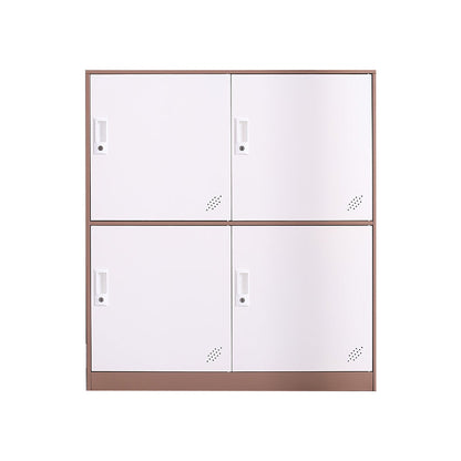 Contemporary Wardrobe Metal Wardrobe Closet for Home,35.43" D x 15.75" W x 39.37" H White-Brown 4 Clearhalo 'Armoires & Wardrobes' 'armoires_wardrobes' 'Bedroom Furniture' 'furn' 'furn_armoires_wardrobes' 'Furniture' 5530228