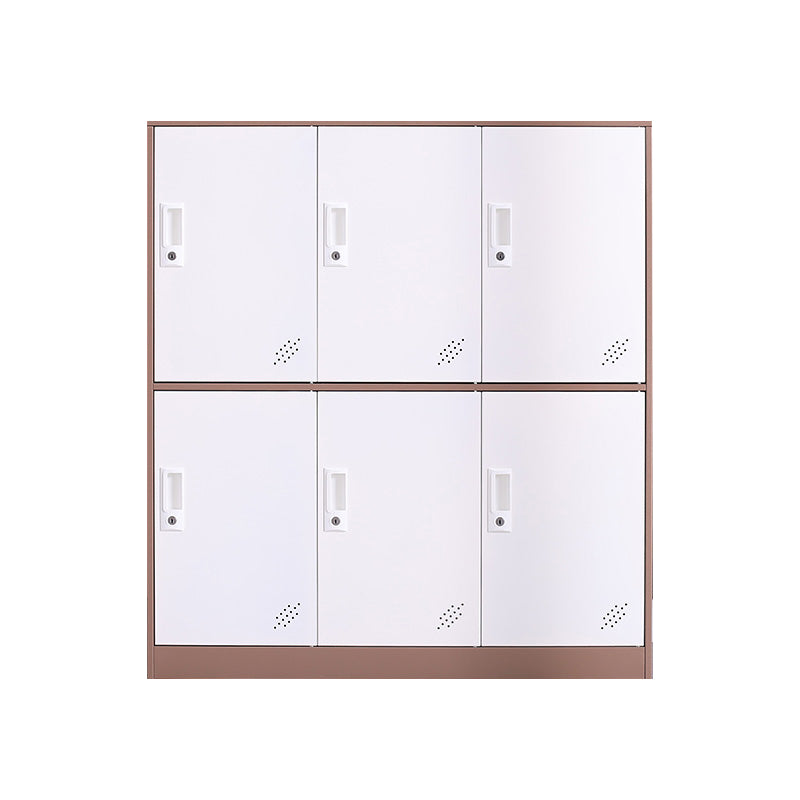 Contemporary Wardrobe Metal Wardrobe Closet for Home,35.43" D x 15.75" W x 39.37" H White-Brown 6 Clearhalo 'Armoires & Wardrobes' 'armoires_wardrobes' 'Bedroom Furniture' 'furn' 'furn_armoires_wardrobes' 'Furniture' 5530229