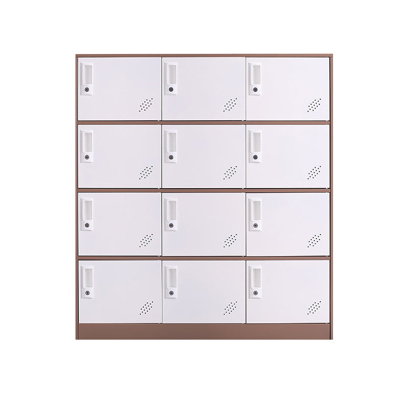 Contemporary Wardrobe Metal Wardrobe Closet for Home,35.43" D x 15.75" W x 39.37" H White-Brown 12 Clearhalo 'Armoires & Wardrobes' 'armoires_wardrobes' 'Bedroom Furniture' 'furn' 'furn_armoires_wardrobes' 'Furniture' 5530231