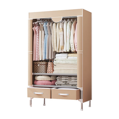 Contemporary Style Wardrobe Armoire Steel Frame Wardrobe Cabinet with Drawers