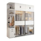 Contemporary Style Wardrobe Glass 2-Door Wardrobe Closet with Shelves