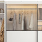 Contemporary Style Wardrobe Glass 2-Door Wardrobe Closet with Shelves