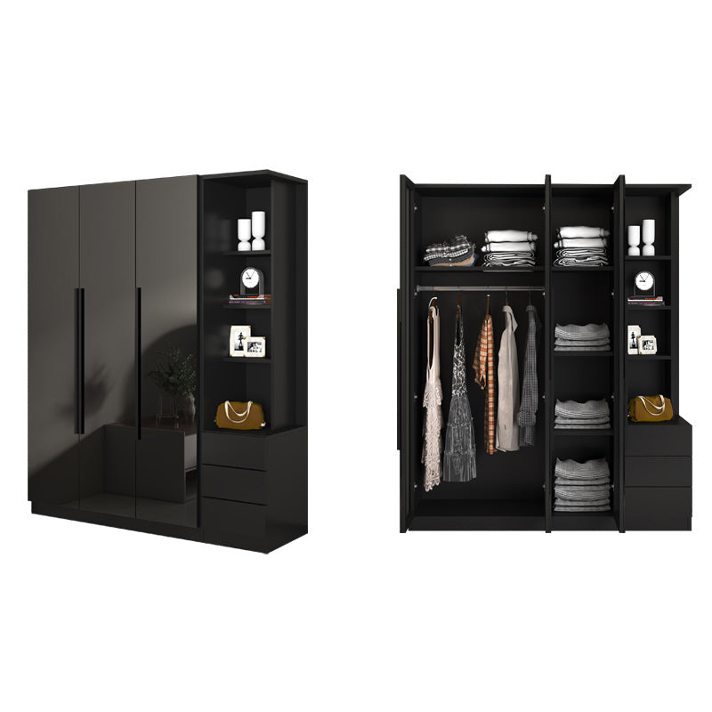 Gabinete de almacenamiento negro de vidrio para el hogar gabinete interior contemporáneo con puerta con bisagras