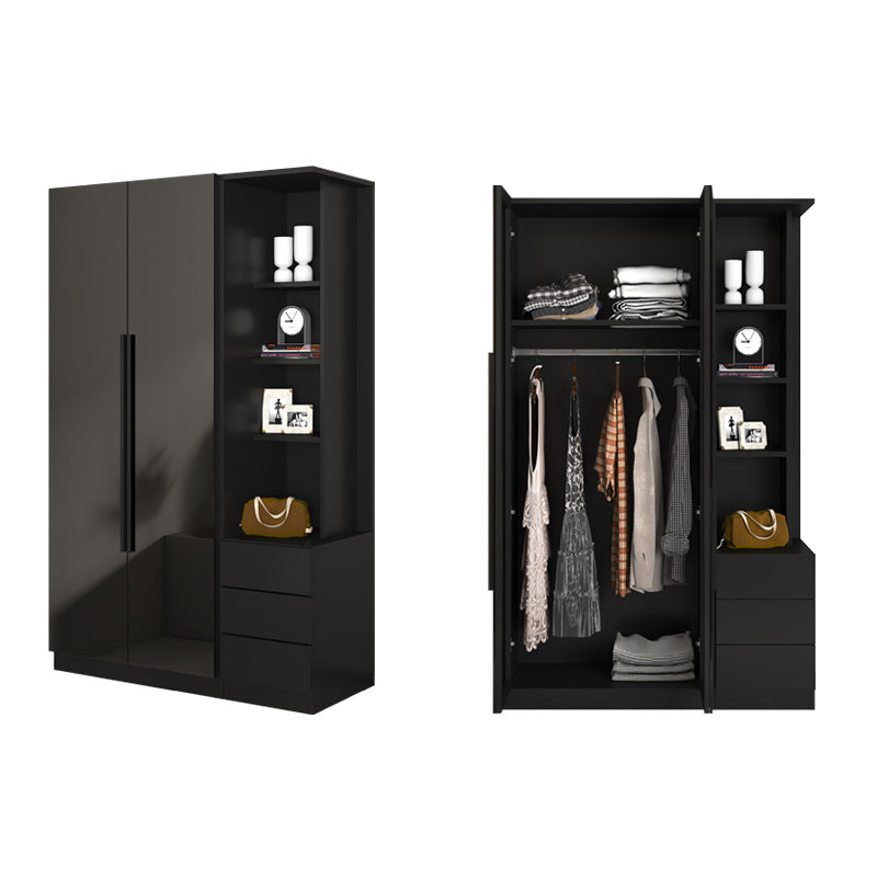 Gabinete de almacenamiento negro de vidrio para el hogar gabinete interior contemporáneo con puerta con bisagras