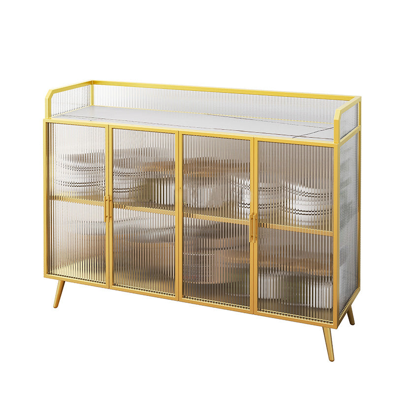Sideboard moderna telaio in metallo e calore superiore in pietra con porta di vetro per cucina