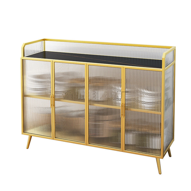 Sideboard moderna telaio in metallo e calore superiore in pietra con porta di vetro per cucina