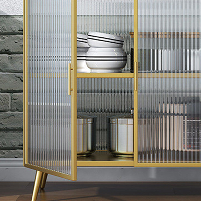 Sideboard moderna telaio in metallo e calore superiore in pietra con porta di vetro per cucina