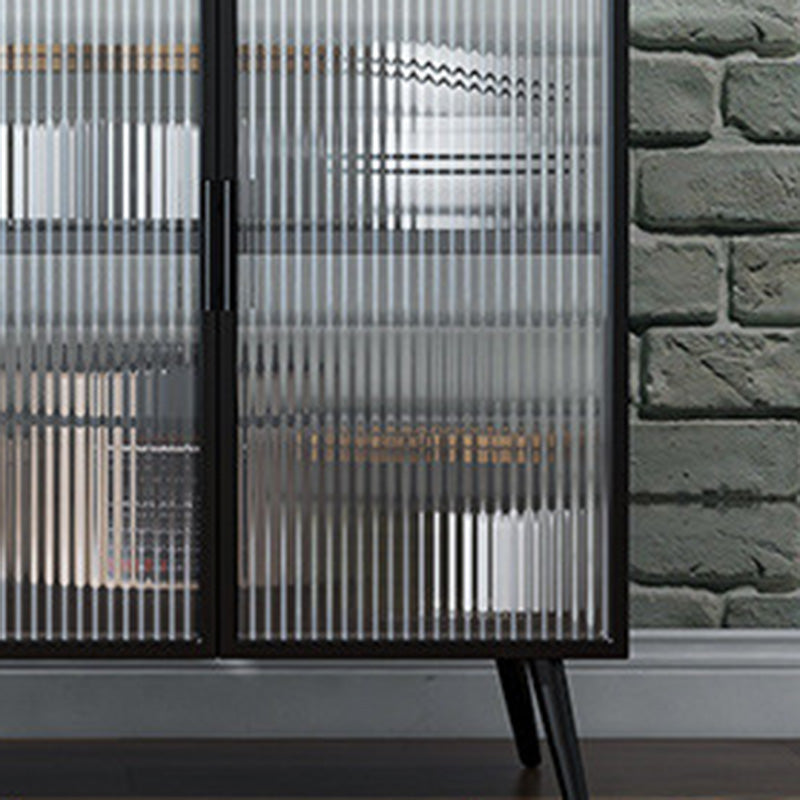 Sideboard moderna telaio in metallo e calore superiore in pietra con porta di vetro per cucina