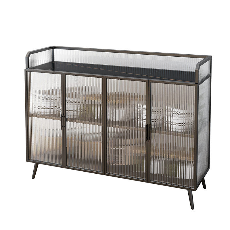 Sideboard moderna telaio in metallo e calore superiore in pietra con porta di vetro per cucina