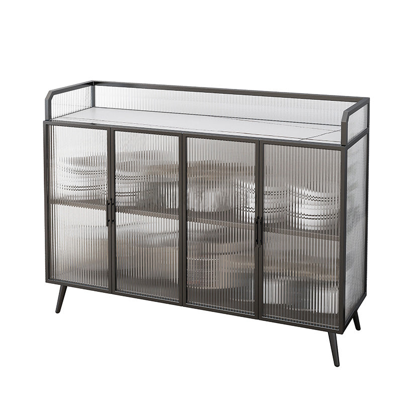 Sideboard moderna telaio in metallo e calore superiore in pietra con porta di vetro per cucina