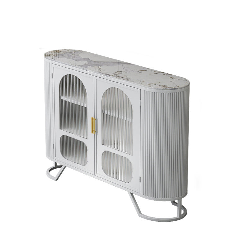 Modern Stone Top Sideboard Metal Sideboard with Door for Kitchen Off-White Clearhalo 'buffet_sideboard' 'Buffets & Sideboards' 'furn' 'furn_buffet_sideboard' 'Furniture' 'Kitchen & Dining Furniture' 5530712