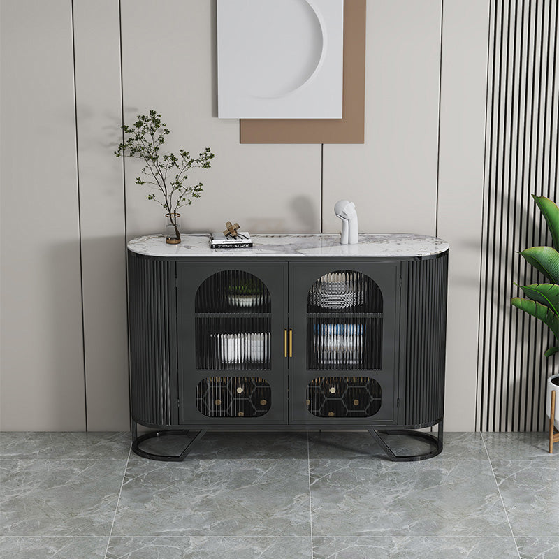 Modern Stone Top Sideboard Metal Sideboard with Door for Kitchen Clearhalo 'buffet_sideboard' 'Buffets & Sideboards' 'furn' 'furn_buffet_sideboard' 'Furniture' 'Kitchen & Dining Furniture' 5530718