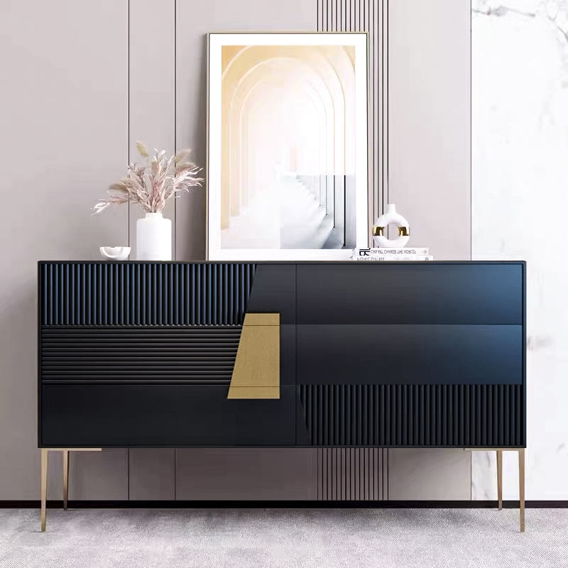 Contemporary Side Board Wood Sideboard with Drawers for Dining Room 47"L x 16"W x 35"H Black Clearhalo 'buffet_sideboard' 'Buffets & Sideboards' 'furn' 'furn_buffet_sideboard' 'Furniture' 'Kitchen & Dining Furniture' 5530752