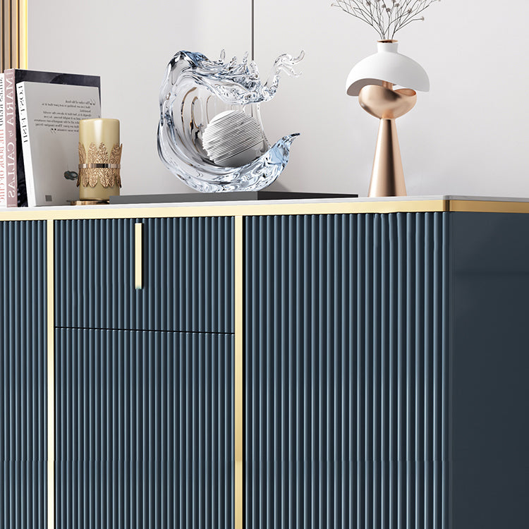 グラムスタイルのビュッフェサイドボード焼結ストーントップサーバードアとダイニングルーム用の引き出し付き