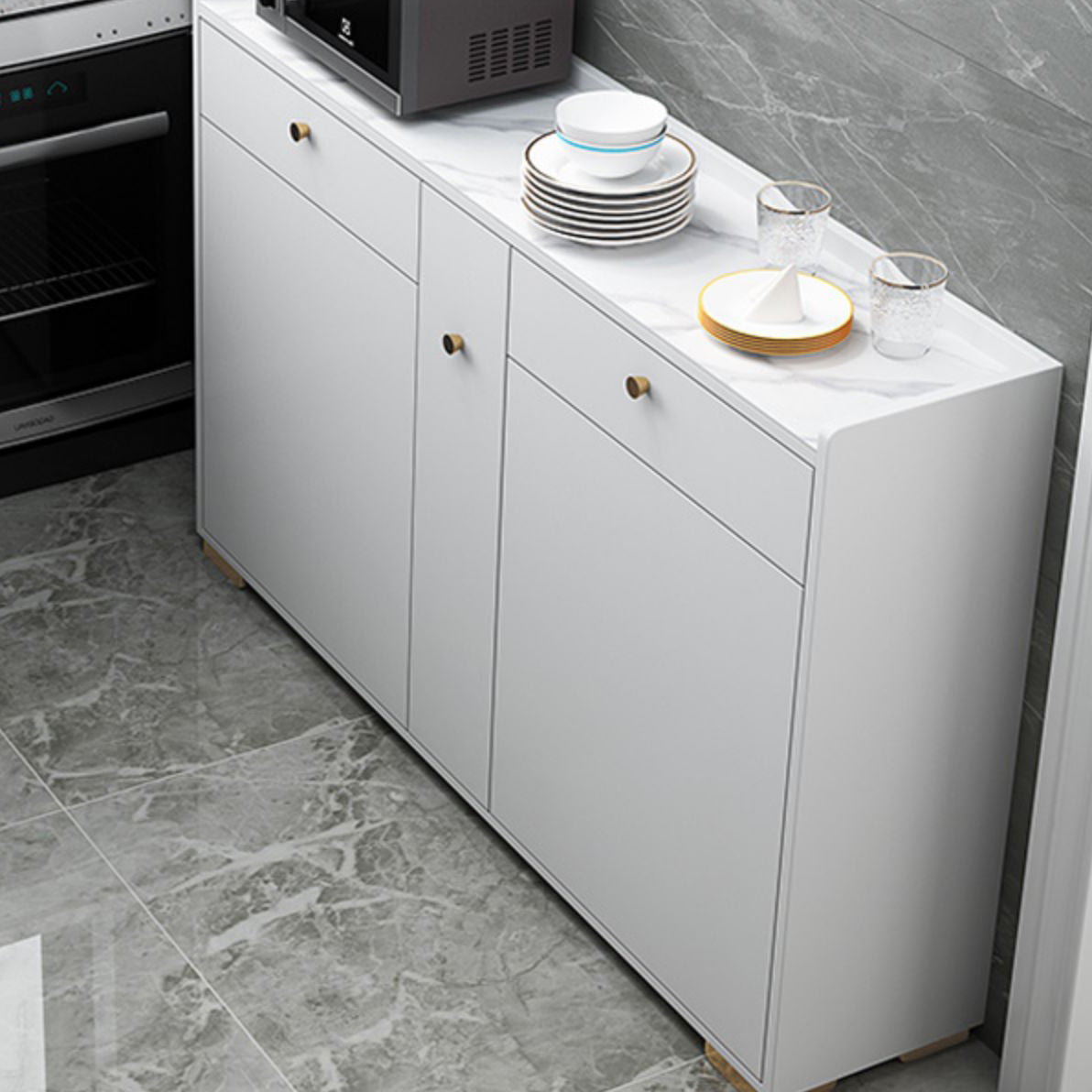 Soggiorno moderno server del server buffet e server per pranzo in legno con cassetti e archiviazione