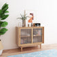 Two Glass Doors Buffet Server Wood Simple Style Kitchen Server for Dining Room