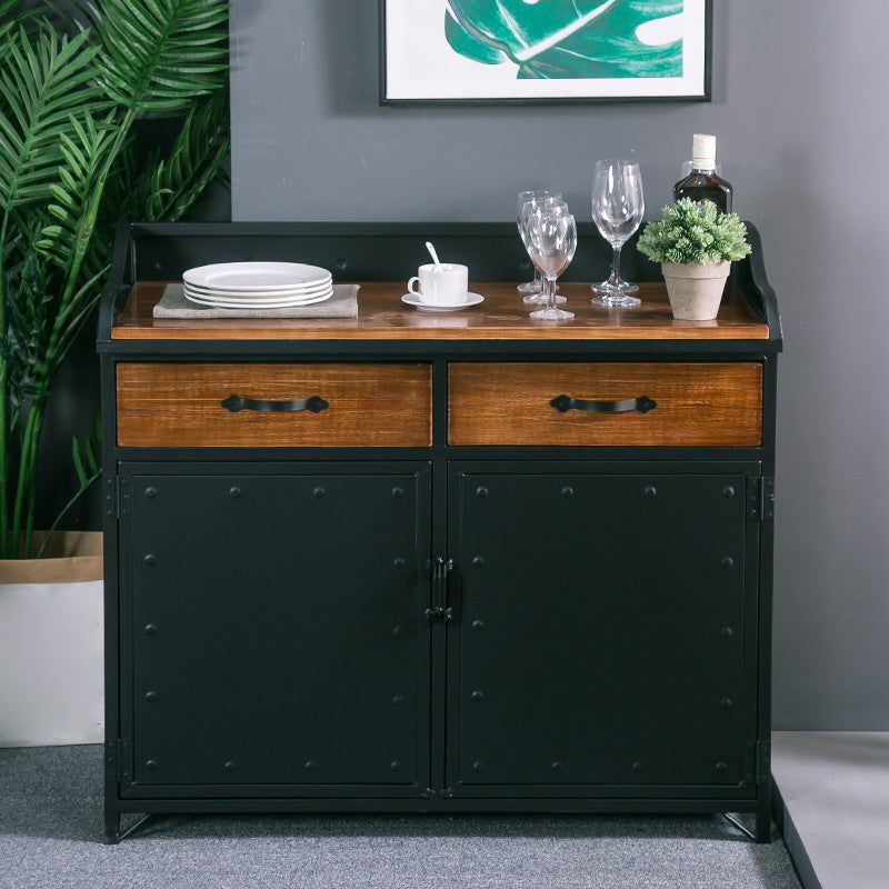 Contemporary Sideboard Black Metal with Drawers Cabinets for Home Clearhalo 'buffet_sideboard' 'Buffets & Sideboards' 'furn' 'furn_buffet_sideboard' 'Furniture' 'Kitchen & Dining Furniture' 5531190