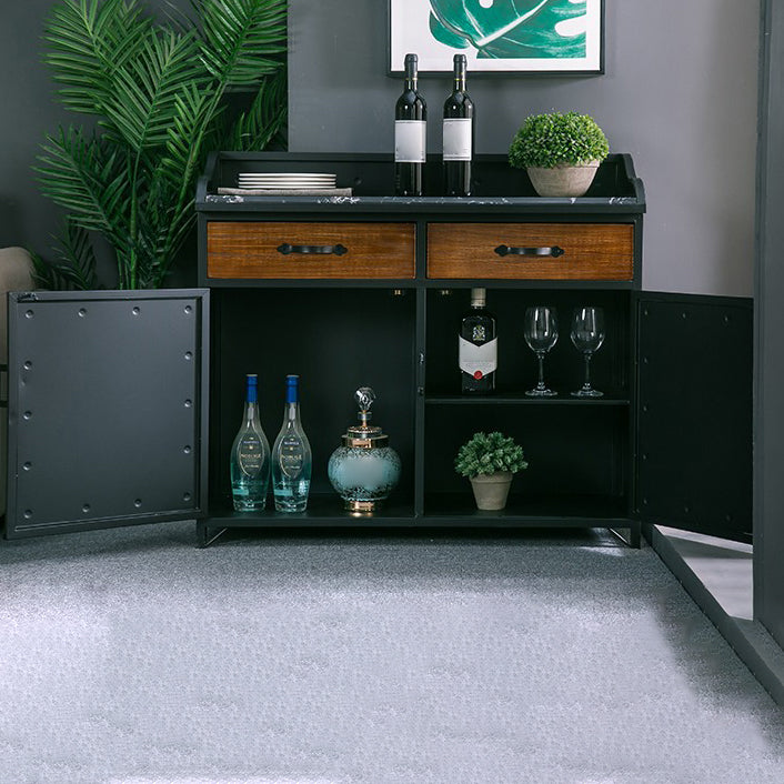Contemporary Sideboard Black Metal with Drawers Cabinets for Home Clearhalo 'buffet_sideboard' 'Buffets & Sideboards' 'furn' 'furn_buffet_sideboard' 'Furniture' 'Kitchen & Dining Furniture' 5531192