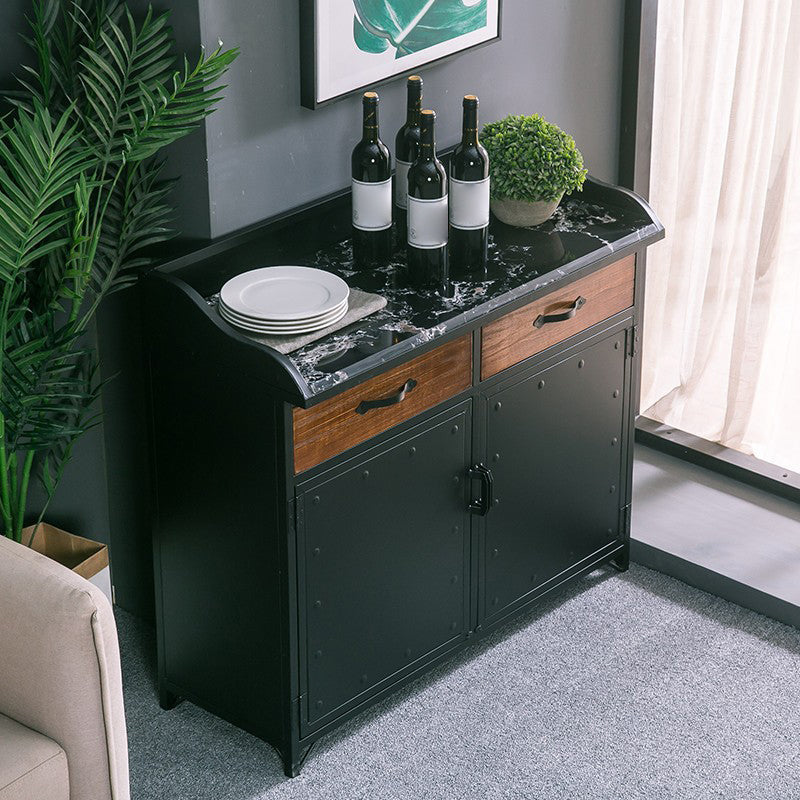 Contemporary Sideboard Black Metal with Drawers Cabinets for Home Clearhalo 'buffet_sideboard' 'Buffets & Sideboards' 'furn' 'furn_buffet_sideboard' 'Furniture' 'Kitchen & Dining Furniture' 5531193