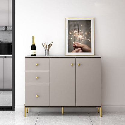 Living Room Glam Sideboard Cabinet Stone Adjustable Shelving Sideboard with Drawers 47"L x 12"W x 36"H