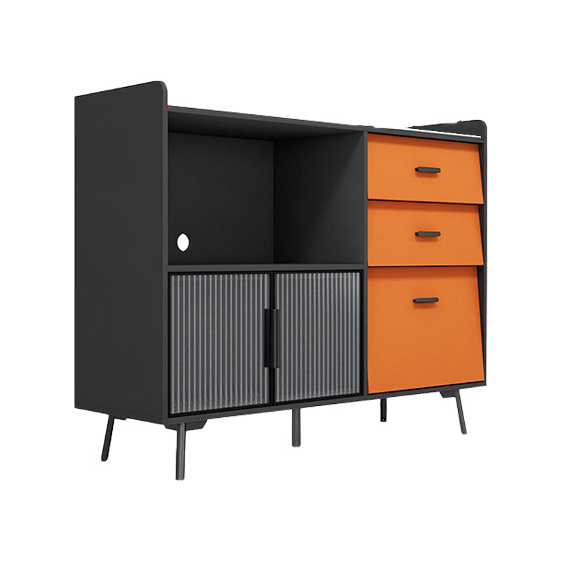 Drawer Engineered Wood Sideboard Glam Glass Doors Credenza with Stone Countertop 47"L x 16"W x 38"H Grey Clearhalo 'buffet_sideboard' 'Buffets & Sideboards' 'furn' 'furn_buffet_sideboard' 'Furniture' 'Kitchen & Dining Furniture' 5531403