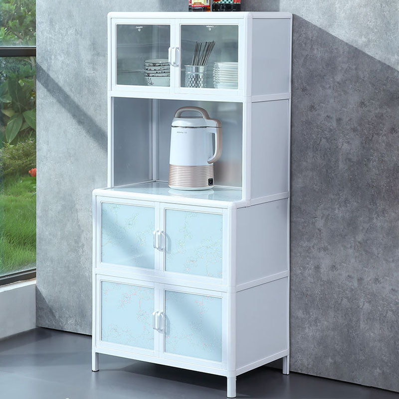 Cucina in metallo bianco buffet/console porte in vetro armadio a buffet aperto
