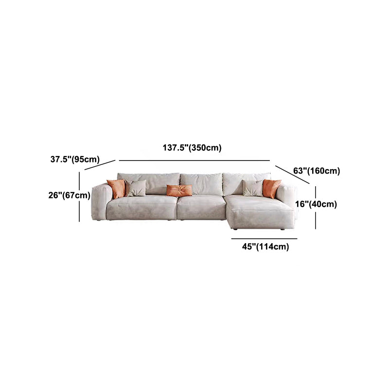 Square Armrest Belt Pillow Back Sofa Bed White Cloth Art Sofa