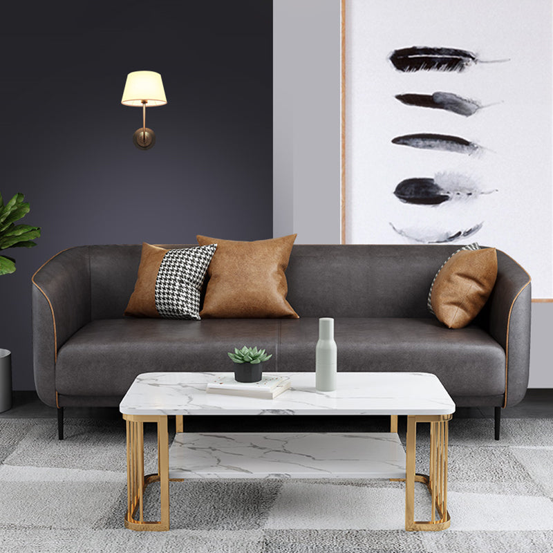 Sofá de cuero falso 25.59 "D x 30.70" H Sofá de brazo de esmoquin para sala de estar