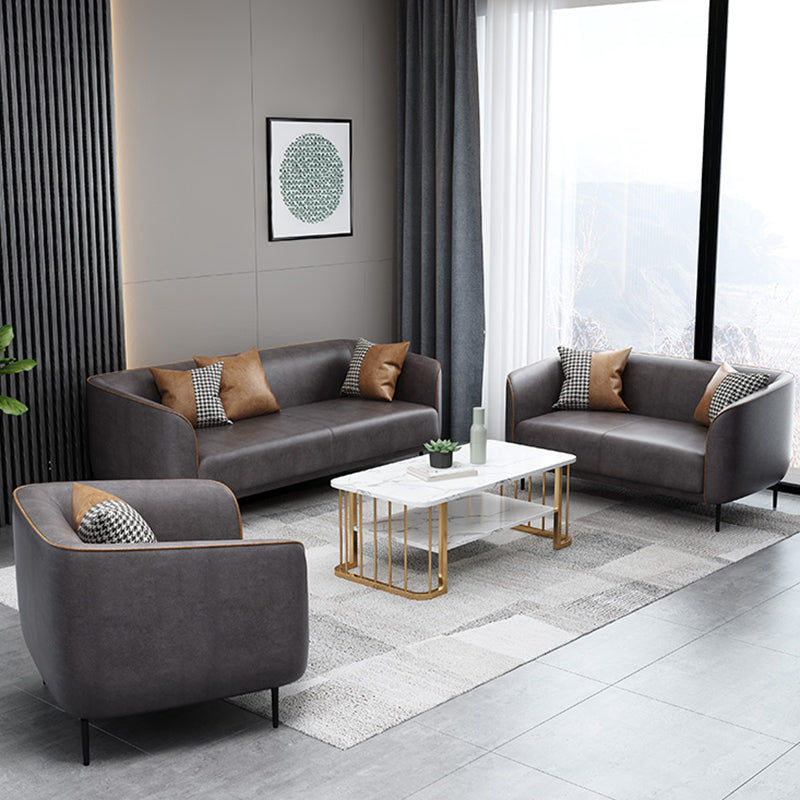 Sofá de cuero falso 25.59 "D x 30.70" H Sofá de brazo de esmoquin para sala de estar