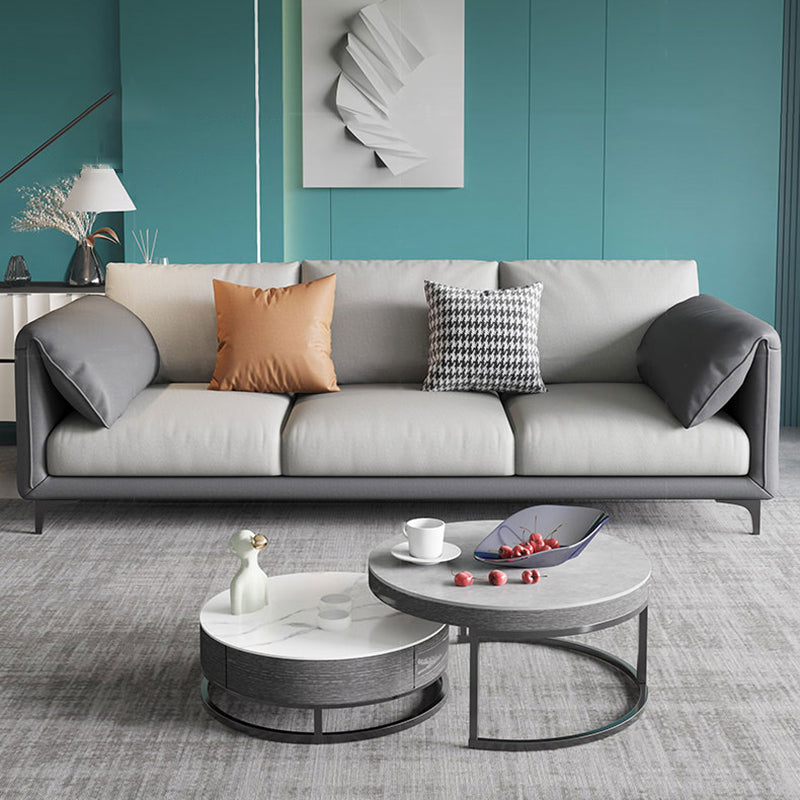 Stain Resistant Stationary Faux Leather Pillow Top Arm Standard Sofa 84.5"L x 33.5"W x 33.5"H Latex Clearhalo 'furn' 'furn_sofas' 'Furniture' 'Living Room Furniture' 'Sofa' 'sofas' 5532460