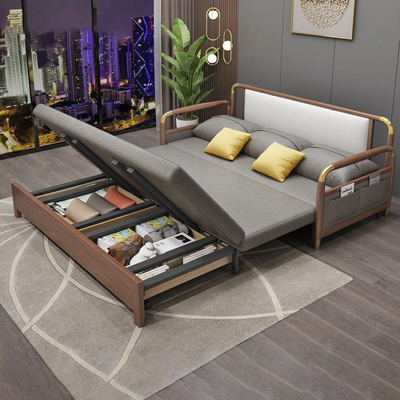 23,6 "H fausse cuir carré bras arme convertible canapé-lit pour le salon