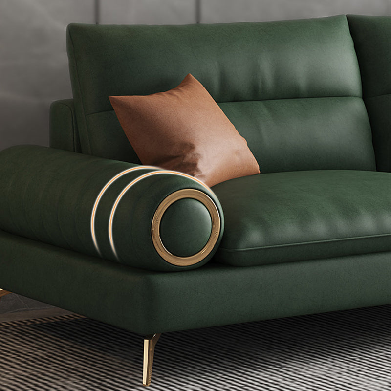 Divano a braccio arrotolato contemporaneo in finta pelle con divano standard con cuscino cucito