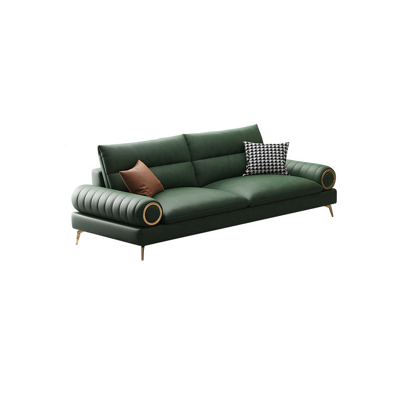 Divano a braccio arrotolato contemporaneo in finta pelle con divano standard con cuscino cucito