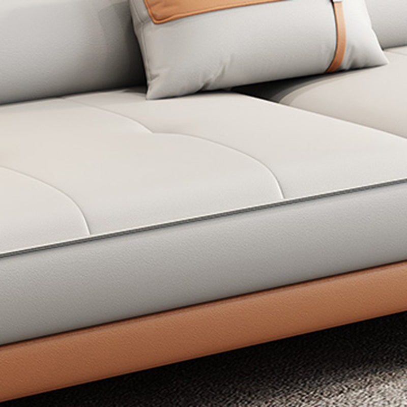 Divano a braccio quadrato in pelle resistente alla macchia stazionaria